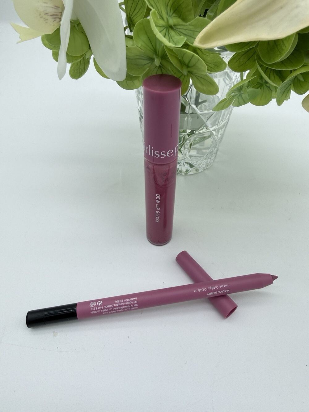 Purlisse Lip Kit Trio Mauve Berry Lip Gloss / Lip Liner New Without Box